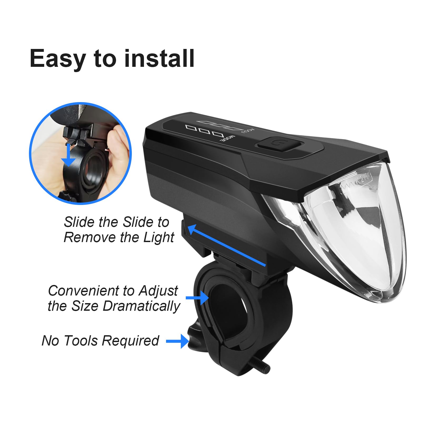 ANTELA Ciclismo Luci Bici Luce Led Anteriore della Bicicletta con Sensore Automatico, Super Luminoso Impermeabili Bici fari Ricaricabili USB C, per Bici Strada e Montagna, Sicurezza per Notte