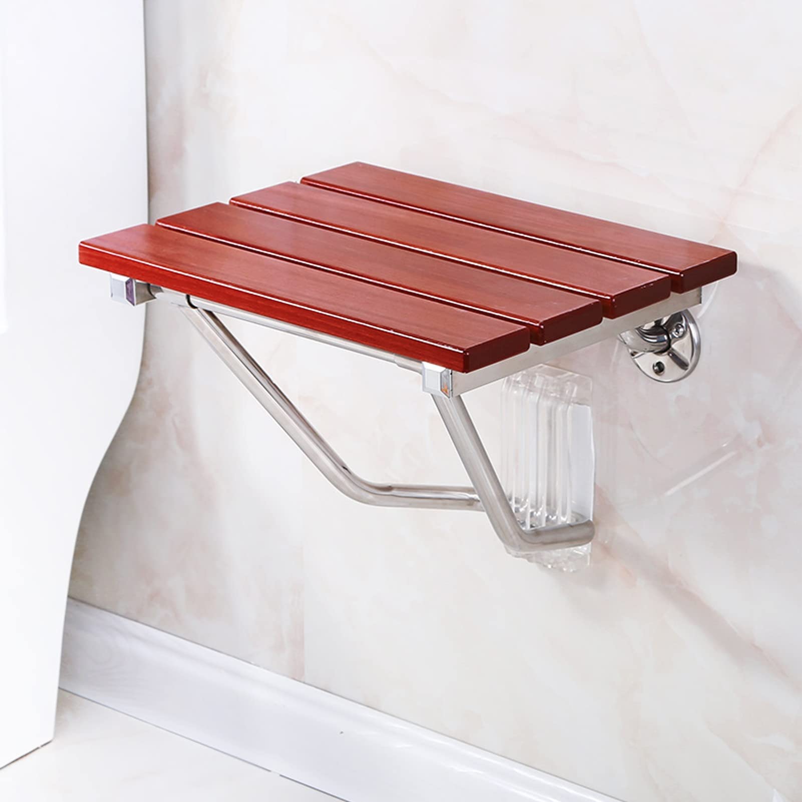 Folding Chair Wall-Mounted Shower Seat Bench,Solid Wood Wall Shower Stool for Foyer/Balcony/Bathroom (Size : 38x33.8cm/14.9x13.3in)