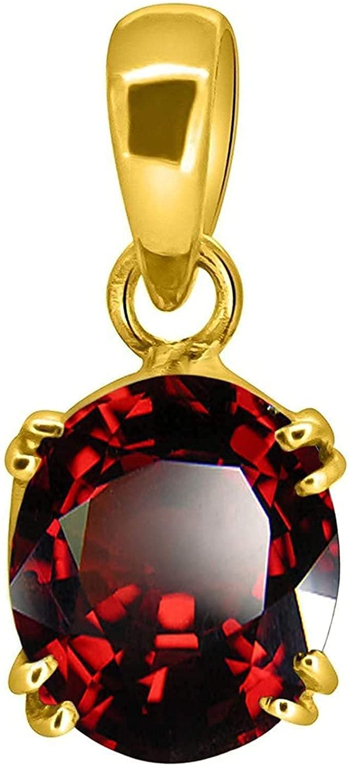Akshita gems 6.25 Ratti 5.47 Carat Hessonite Garnet Stone Ashtdhatu Gold Plated Pendant Original and Certified by GGTL Natural Gomed Gemstone Unheated and Untreated for Astrological Purpose