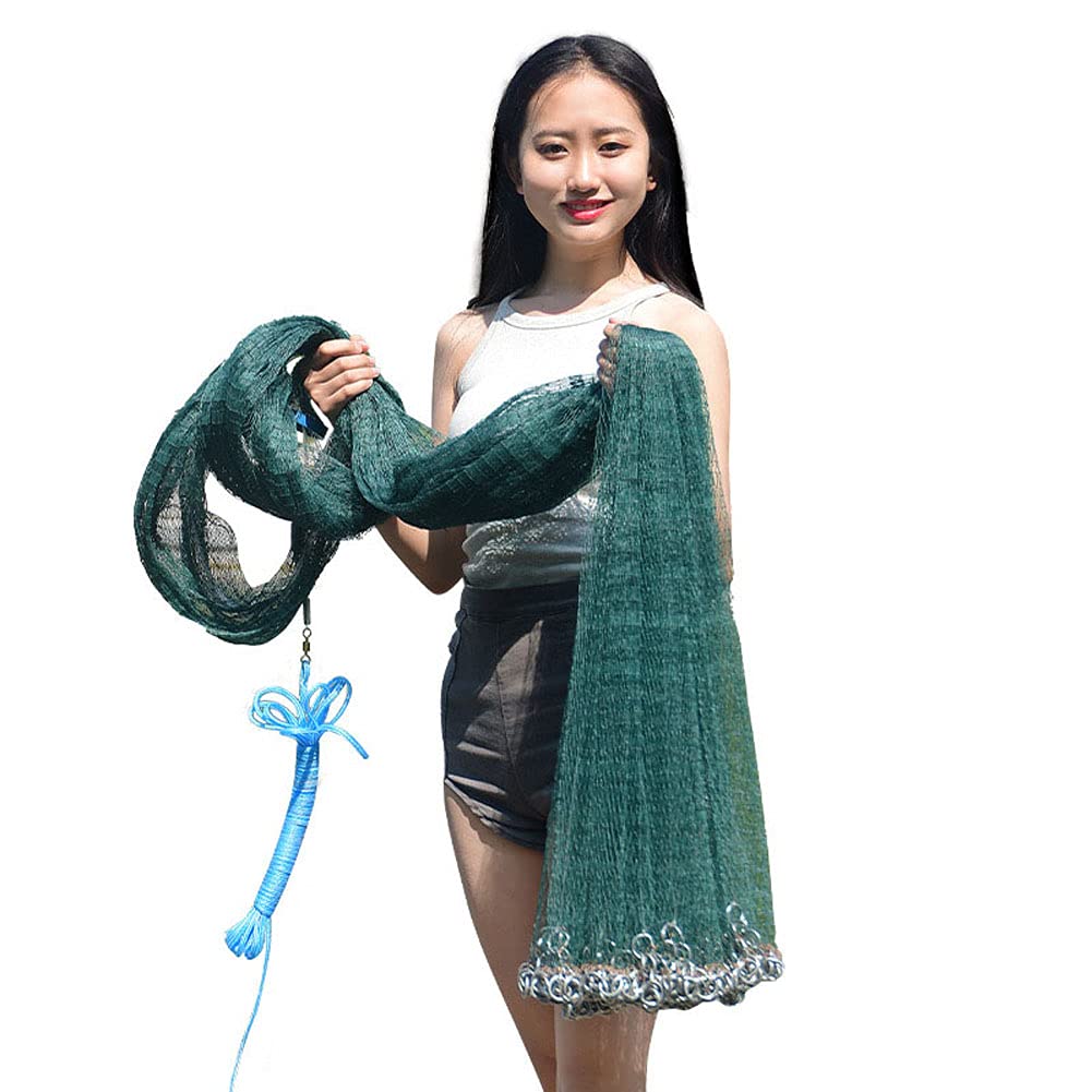 Fishing Cast Net Diameter 2.4-4.8M Quick Hand Tossing Fishing Net Plumb Chain Sinking Fishing Trap Mesh Net