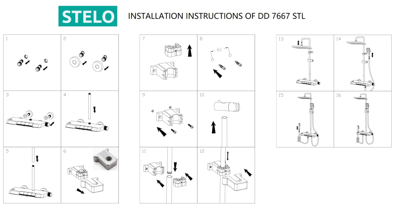 INEX EUROPA Columna Ducha Termostática con Pantalla Digital - Columna Baño Negro Gris Titanio Altura Ajustable - Ducha Cascada y Chorro Concentrado - Instalación Fácil con 4 Funciones