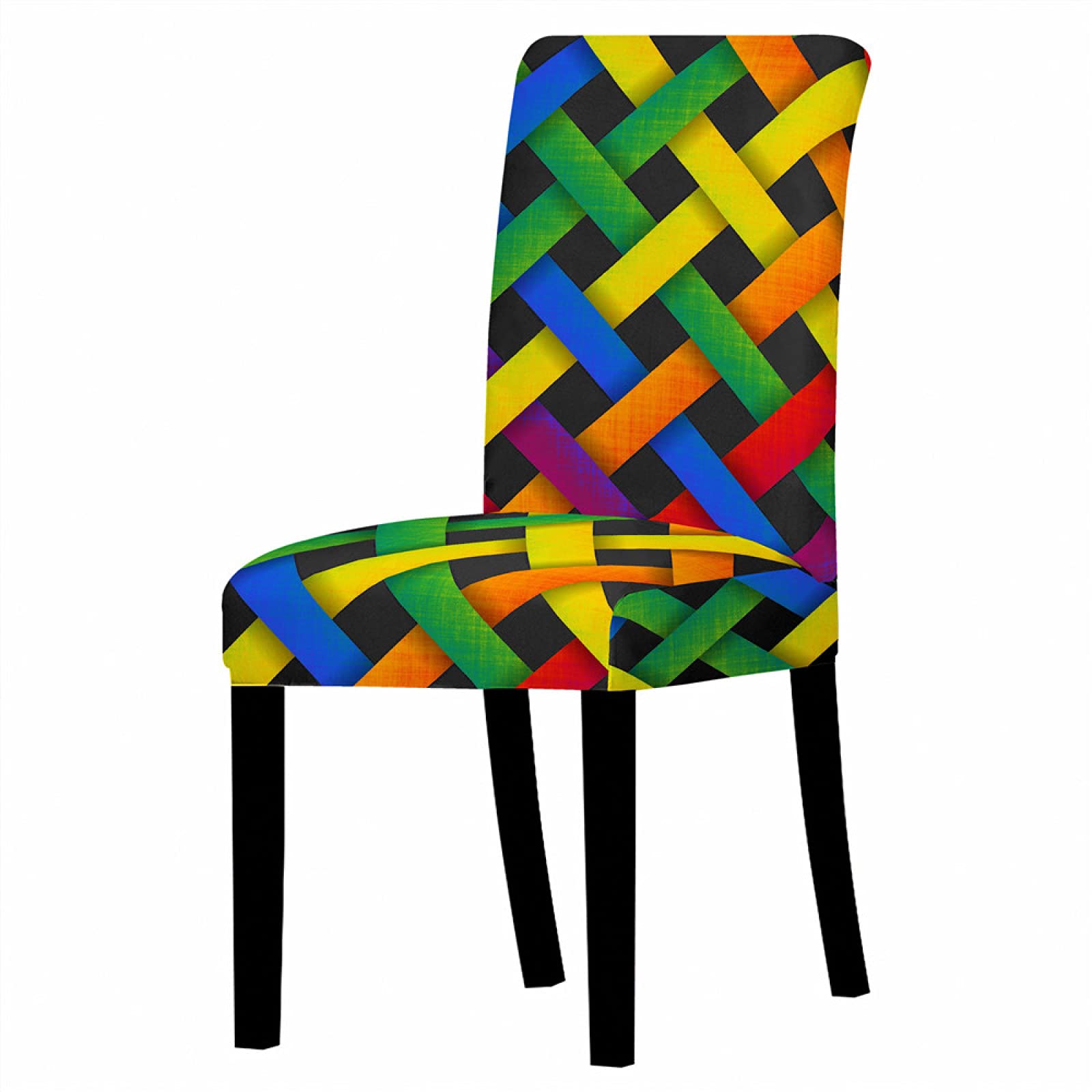 Coprisedie Strisce Colorate Coprisedie con Schienale Lavabile Copri Sedia da Cucina Spandex Coprisedia con Schienale Estraibile Universale Copri Sedie Soggiorno 8 Pezzi