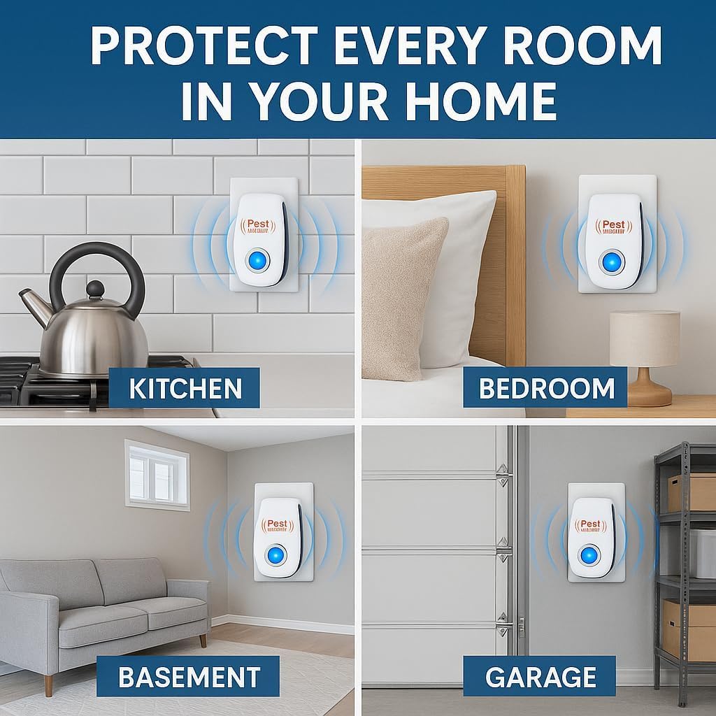 Ultrasonic Pest Repeller & Insect Indoor Repeller,Ultrasonic and Repellent for Roach,Rodent,Mouse,Bugs,Mosquito,Mice,Spider,Ant,6 Packs - Image 7