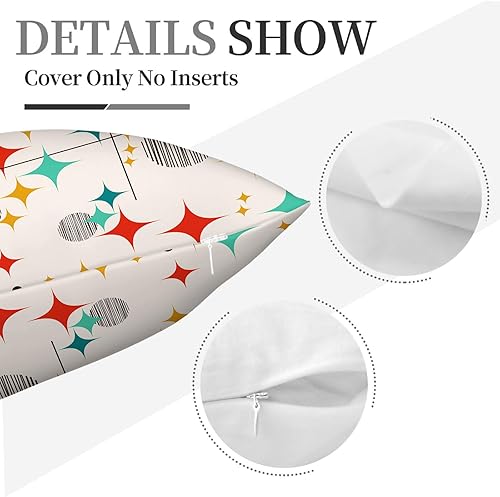 Miniatura 3 de Juego de 4 fundas de almohada retro para sofá, silla, sala de estar, dormitorio, mediados de siglo, años cincuenta, juego de 4 fundas de almohada