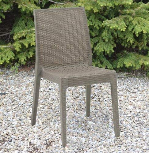 Sedia impilabile in resina - Trama simil rattan - Color tortora - Tipo pesante - Made in Italy