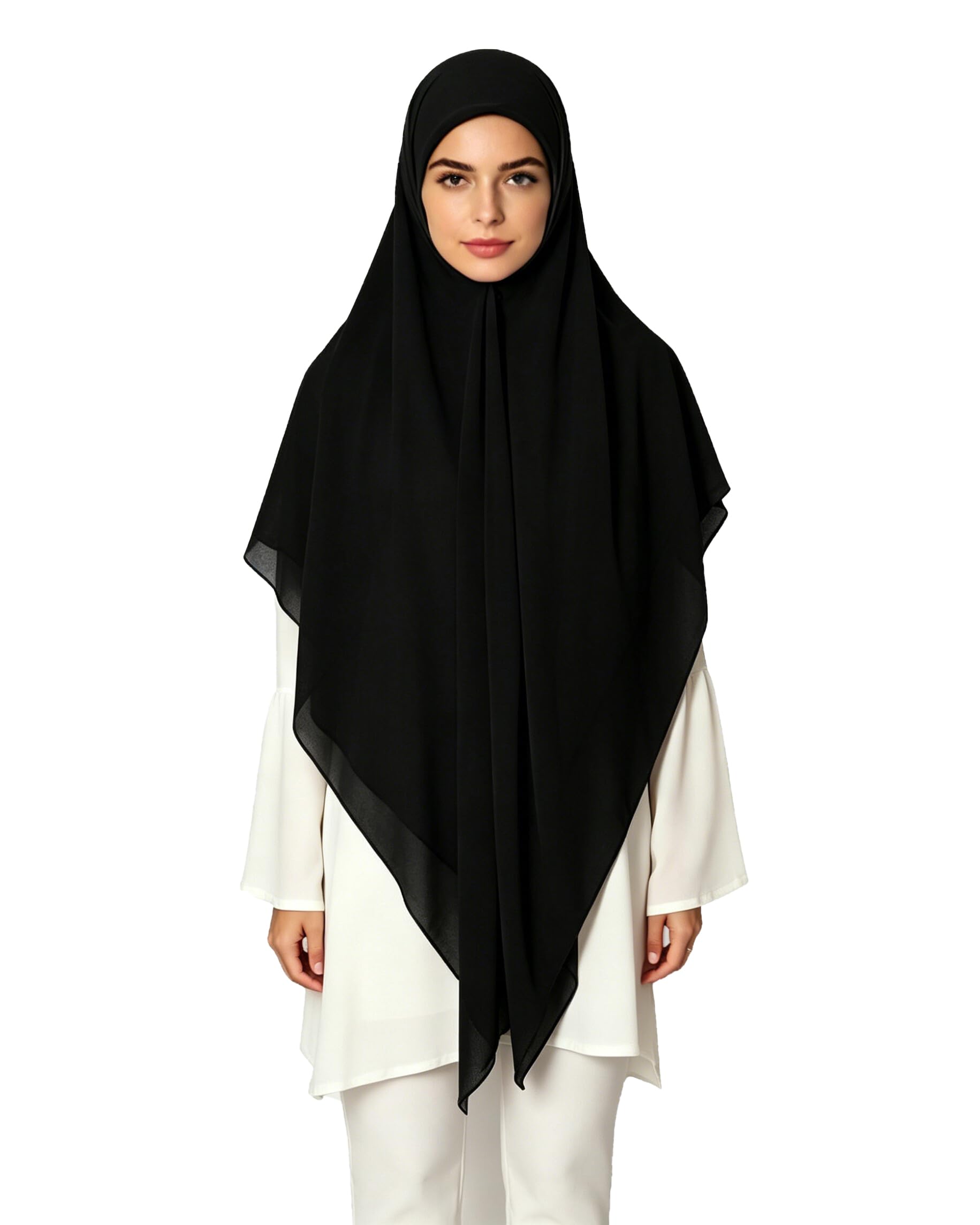 Lina & Lily Premium Chiffon Hijab Head Scarf Shawl Wrap for Muslim Women Square 145 x 145cm (Black)