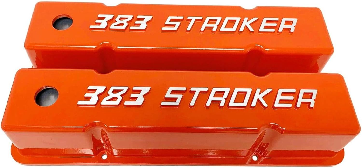 383 Stroker Small Block Chevy Valve Covers - SBC Tall - Orange