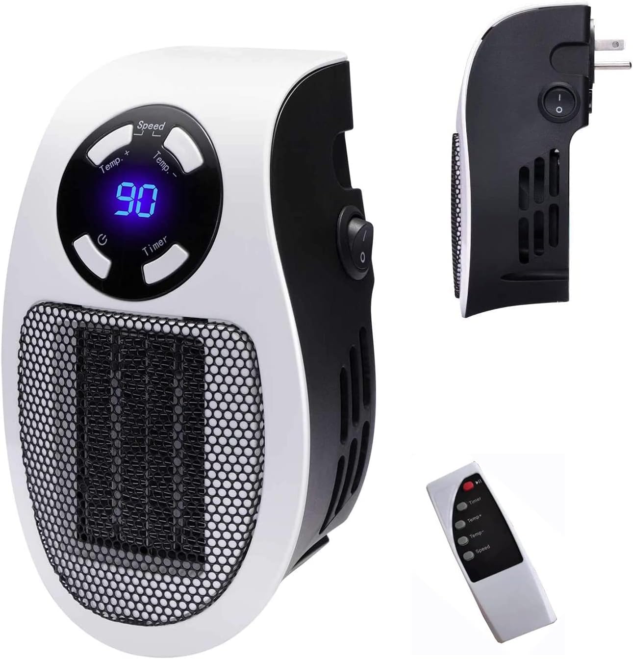 500W Smart Space Electric Fan Heater, Wall Outlet Electric Space Heater