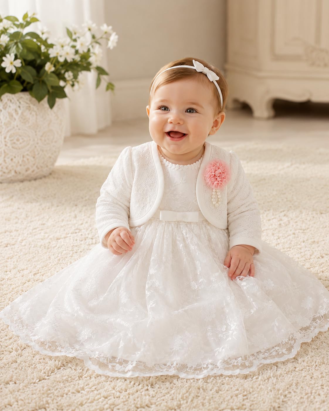 Taufkleid Mädchen lang für Taufe, Hochzeit & besondere Anlässe