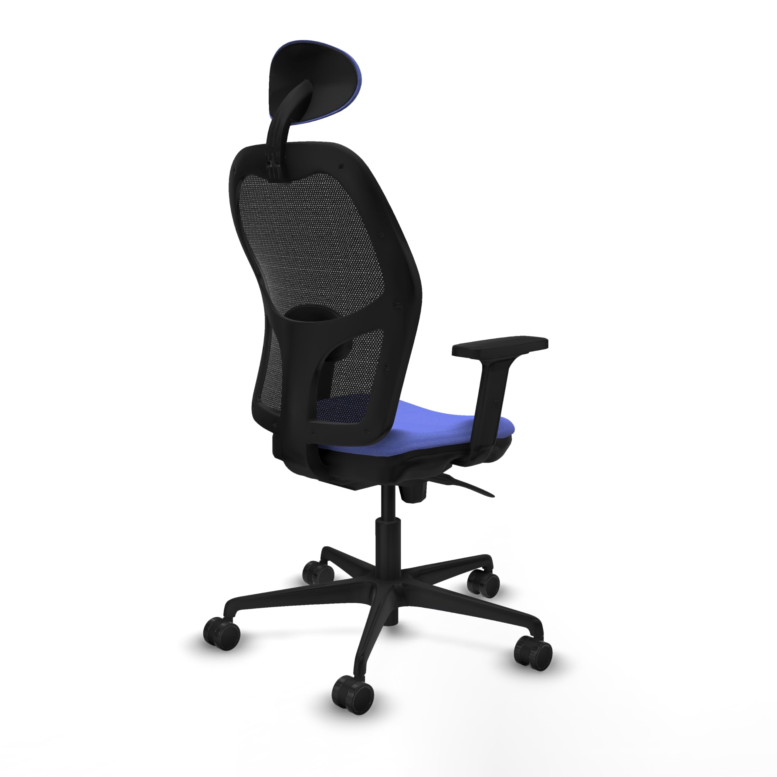 Piqueras y Crespo Silla Jorquera operativa Estrecha con Respaldo Fijo, cabecero Fijo, Apoyo Lumbar 1D, Brazos 2D, Mecanismo sincro 5 Posiciones, para Uso de 8 Horas y Peso máximo de 120 Kg