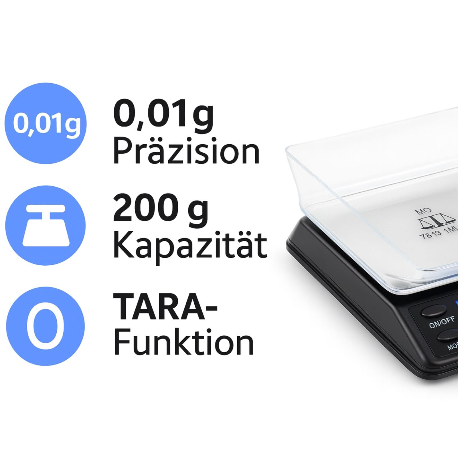 Weedness Feinwaage Waage Milligramm 0,01g/200g Micron Schwarz - Taschenwaage Digital Briefwaage Tischwaage Goldwaage Mini Grow