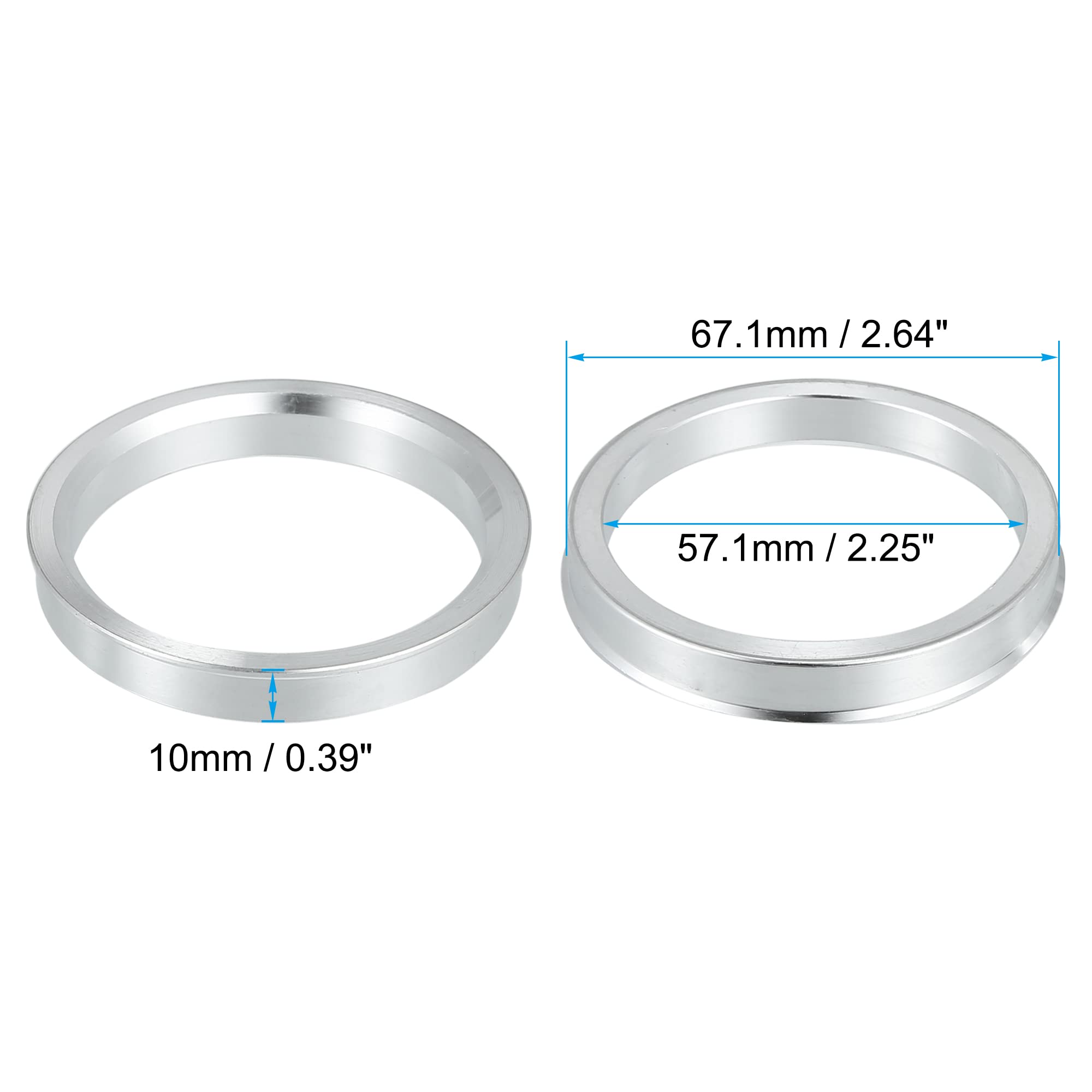 X AUTOHAUX Anillos Centrados De Eje Universales 4uds Aleación De Aluminio | Aleación De Aluminio, 67.1mm A 57.1mm, Grosor 10mm, Universal, Mecanizado Con Precisión, Elimina Vibraciones