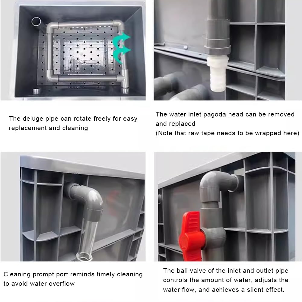 Filtro para pecera - Filtro para Acuario, Caja de Filtro de Ciclo de Agua Externo con Cascada y Flujo de Agua Ajustable, Caja de Goteo con inversión - Filtración multietapa (Color