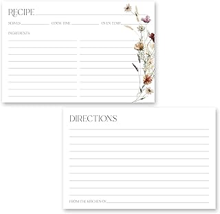 Wildflower Boho Recipe Cards - Set of 48