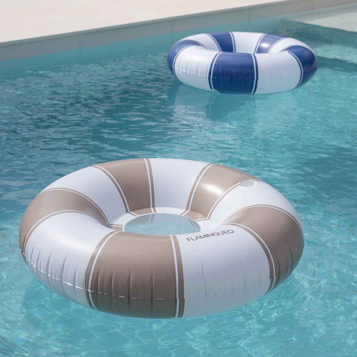 Flamingueo Schwimmring Erwachsene - Für Strand und Pool - Getränkehalter - Donut-Form - Strapazierfähiges PVC - Doppelventil - Zweifarbiges Design