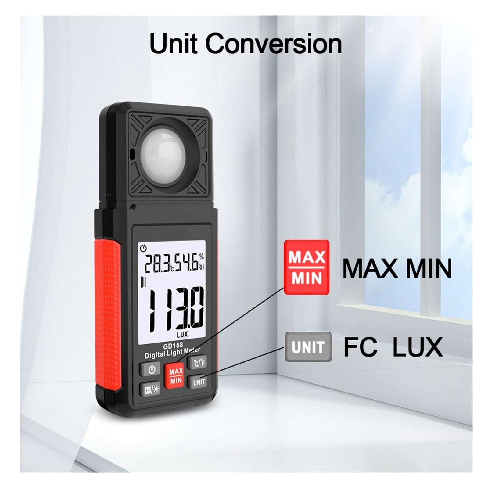 Luxmetro digitale Misuratore di luce FC Lightmeter Illuminamento Meter Tester 200000 Lux Illuminometro Fotometro Luxmetro Multifunzione