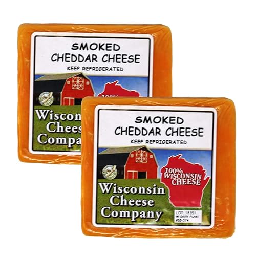 WISCONSIN CHEESE COMPANY S - Bocadillos de bloque de queso cheddar ahumado 75 onzas paquete de 2 excelente en regalos de embutidos surtidos de queso