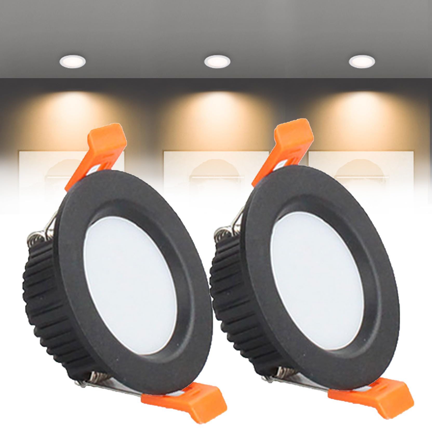 Syibelters 5W LED Recessed Ceiling Lights 100mm, Warm White 3000K 5W 240LM, Cut Φ70-75mm, AC110-240V Ultra Slim Downlights, LED Panel Light for Living Room Hallway, 2 Pack