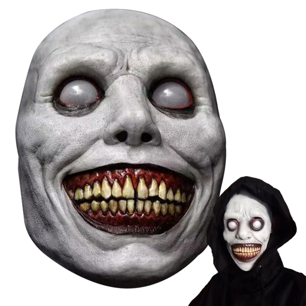 Mineup Halloween Exorcist Smile Mask, Creepy Exorcist Smile Demon Mask, Horror Evil Face Latex Mask, Scary Halloween Masks for Costume, Props, Carnival Cosplay Accessories Men and Women