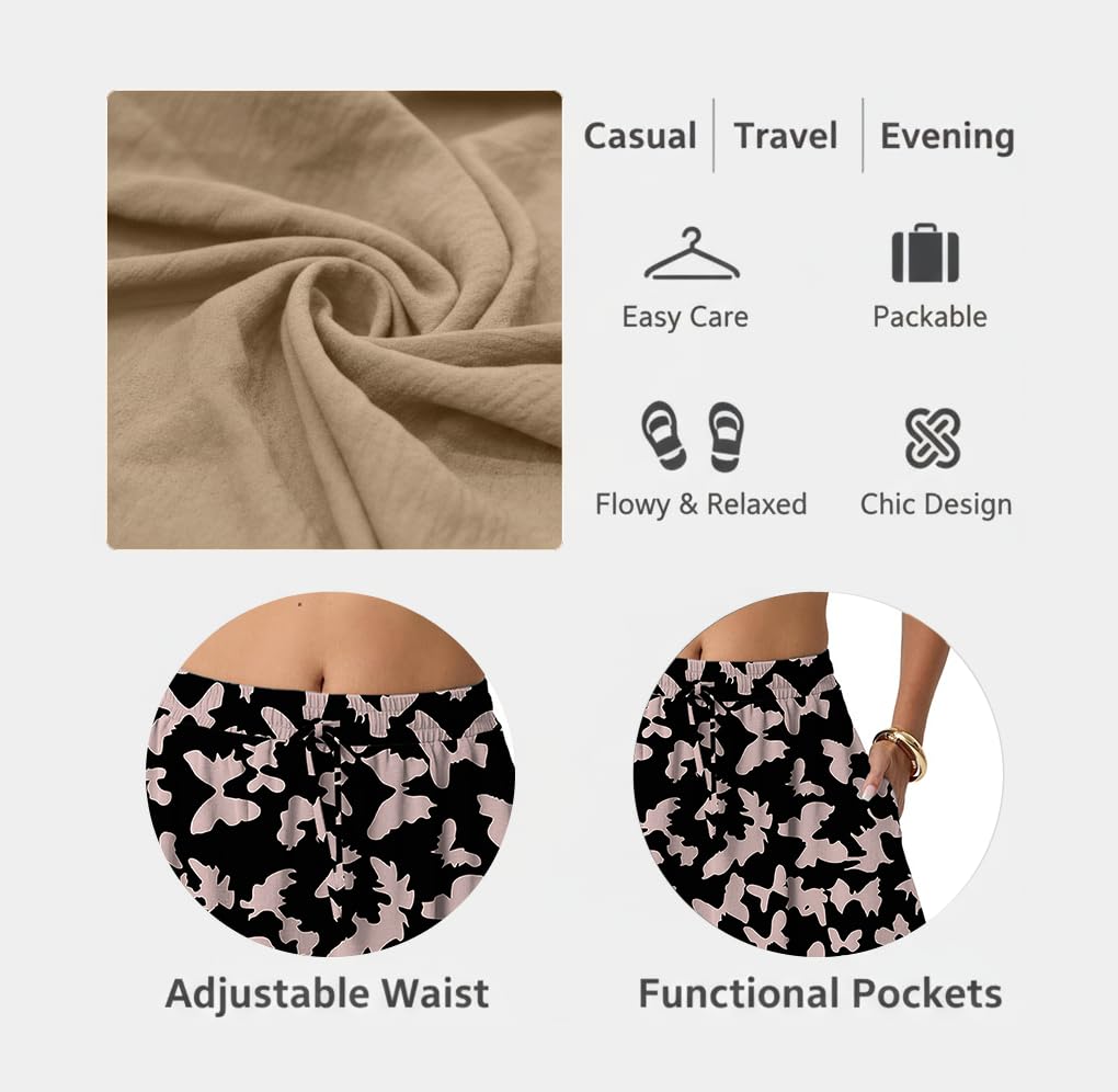 PrinStory Falda de verano larga para mujer, falda de verano de cintura alta, falda midi con bolsillos con cordón, ligera y aireada