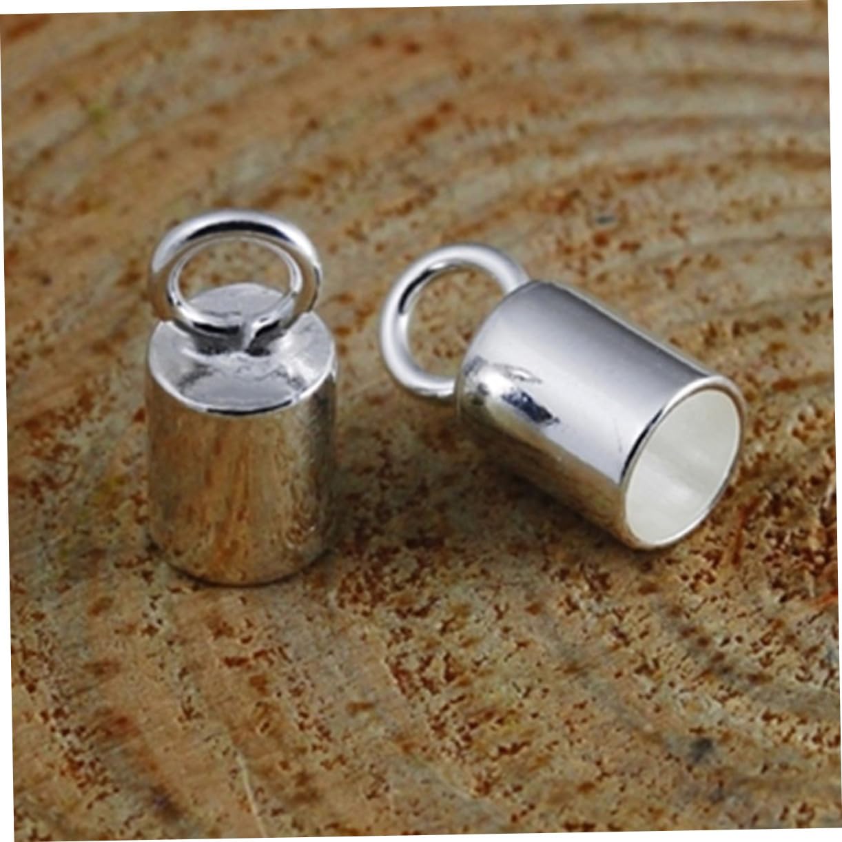 10 Stück Schmuck Verbindungsröhrchen Endclip aus Silber DIY Lederband Kordelverschluss für Halskette Armband Anhänger Langlebige Schmuckzubehör Verbinder mit Lochdurchmesser