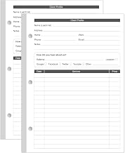 (2-Pack) A5 Stylist Binder Insert Cards - 3-Hole Client Profile for Hair Stylist, Salon, Spa, 200 Sheets Business Data Client Cards, 5.8''×8.3''