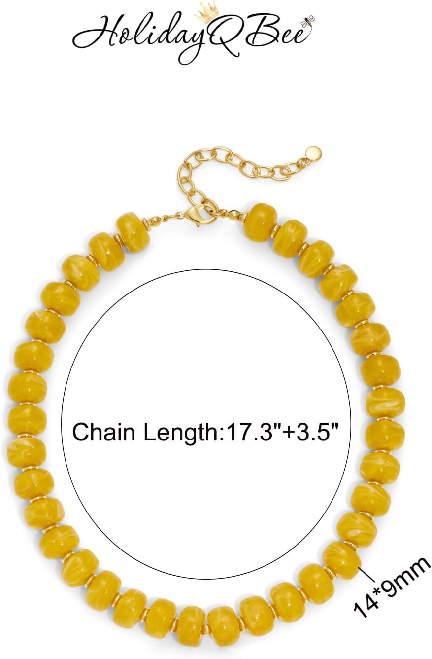 Beaded necklace for Women Boho Bead Gemstone Chunky Necklace Big Bead Necklace Fashion Trendy Summer Necklaces Jewelry Gifts - Image 7