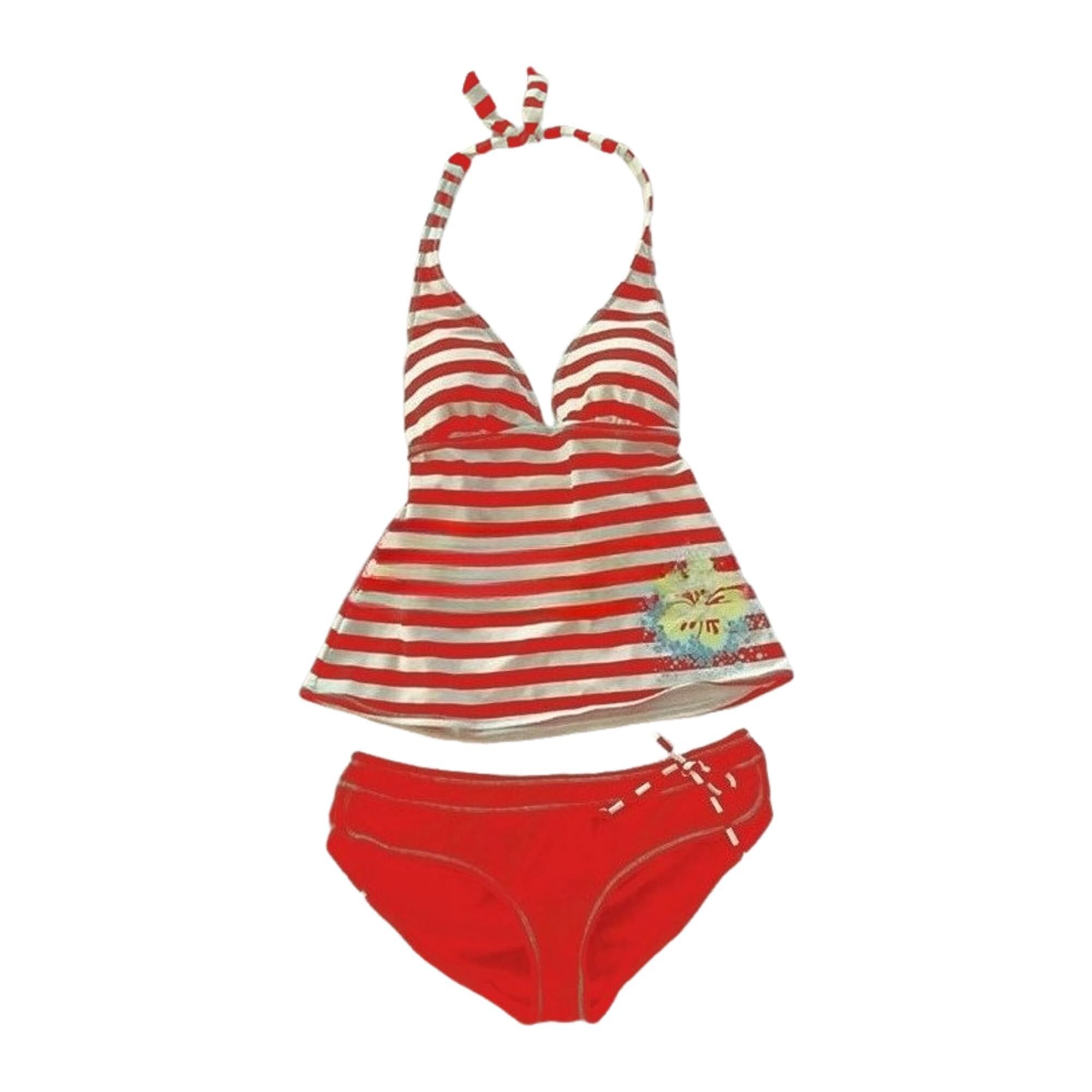 Damski vintage letni uroczy strój kąpielowy tankini Y2k kwiatowy lato 2-częściowy zestaw bikini plażowe w paski