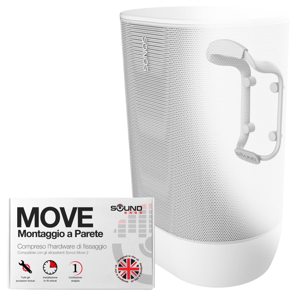 Sound bass staffa da parete per altoparlante Move, resistente alle intemperie, compatibile con Sonos Move e Move 2, con accessori di montaggio inclusi (Move 2 - Bianco)