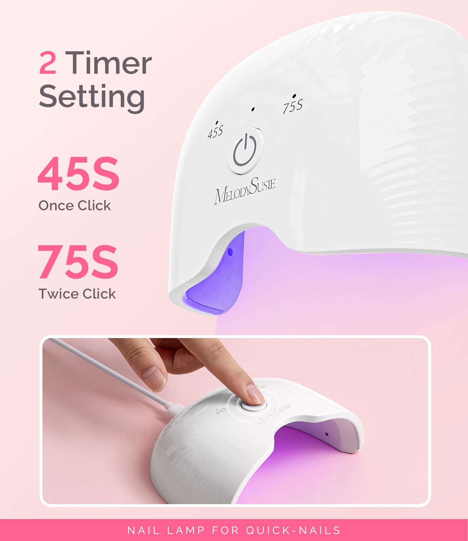 MelodySusie Small LED UV Nail Lamp with Lightweight Design - Image 4