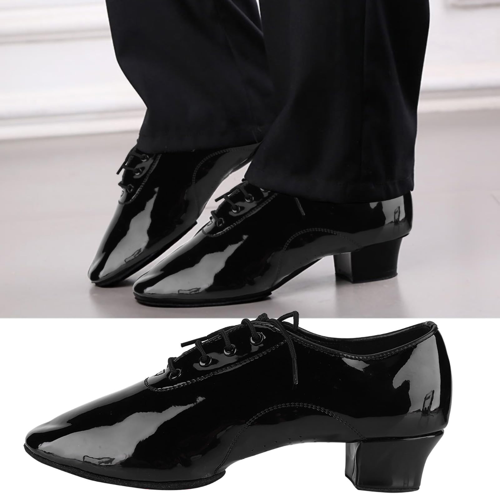 Scarpe da Ballo Latino Pelle PU Morbide Comode per Uomo Performance Sala