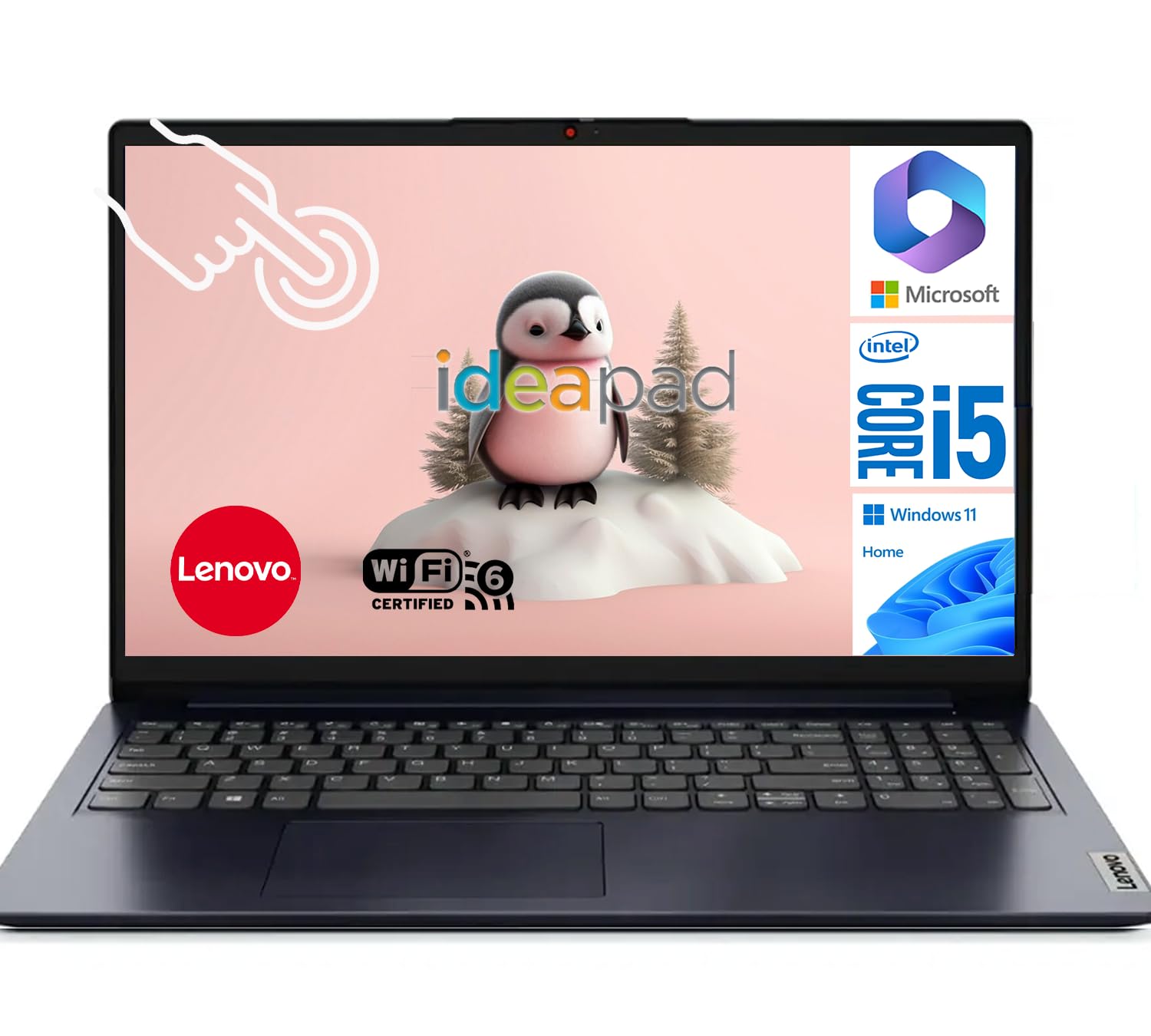 IdeaPad 15.6 Inch Touchscreen Laptop | Lifetime Office 365 for The Web | 13th Gen Intel Core i5-1335U, 10-Core | 16GB RAM, 512GB SSD | Windows 11 Home | Abyss Blue | WiFi-6 | AI-Powered
