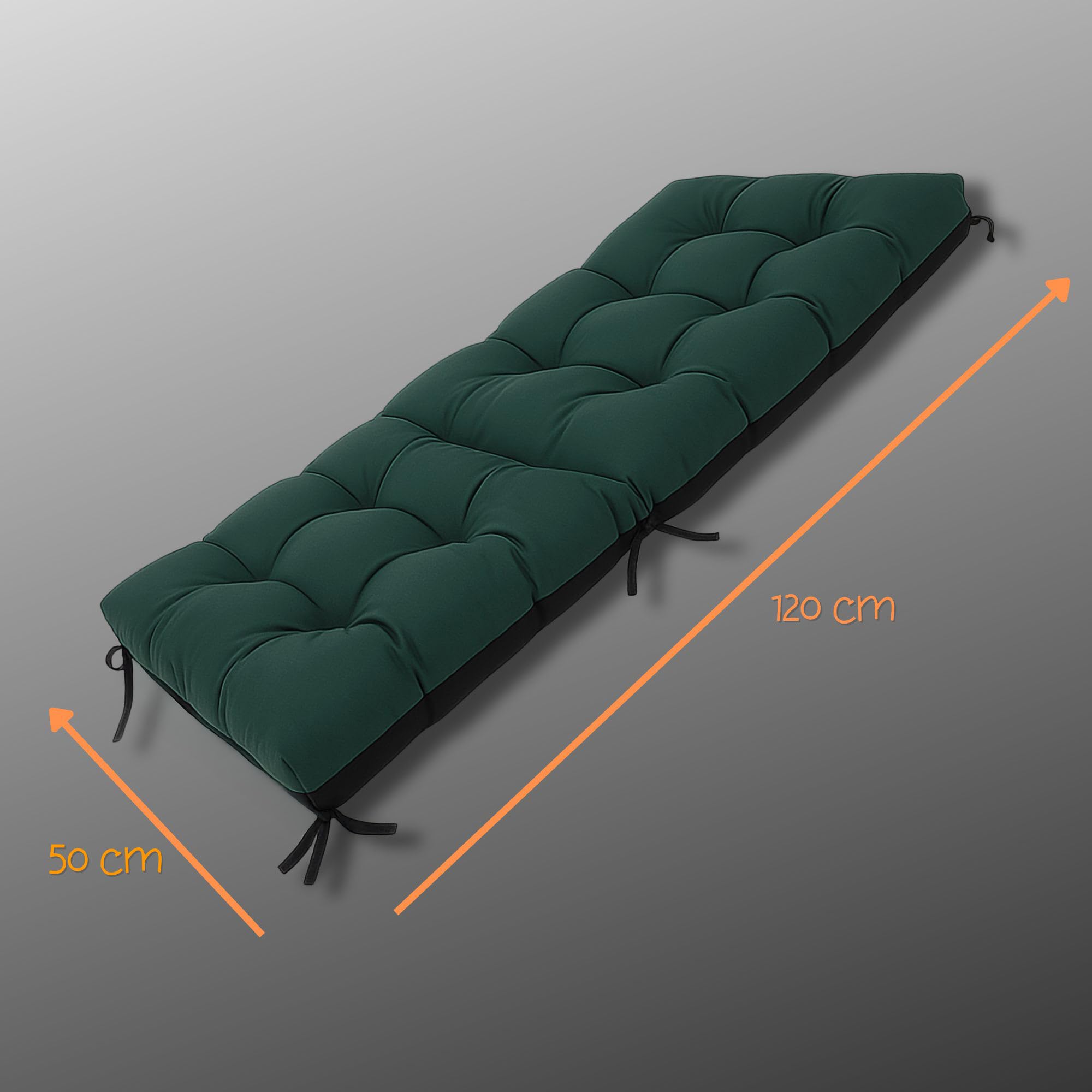 Amazinggirl Coussin Fauteuil Jardin Dossier Haut 50x120 cm - Coussins pour Chaises de Jardin & Fauteuil Extérieur Vert Coussin Chaise Exterieur Épais 10 cm avec Attaches