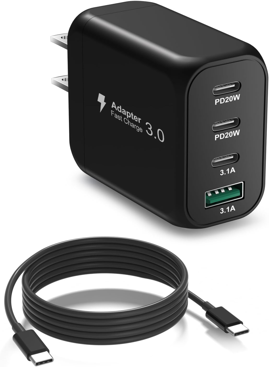 40W USB C Charger Block, 4 Port PD+QC Wall Plug Power