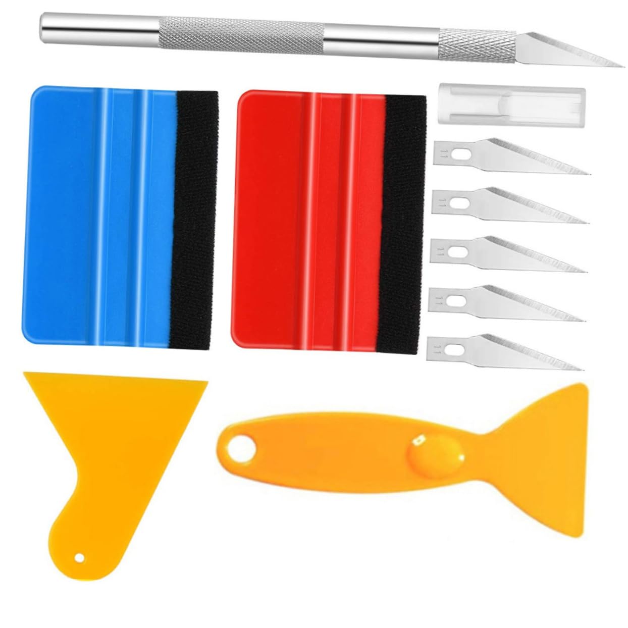 VOSAREA 1Set Vehicle Vinyl Wrap Tool Kit Complete Car Wrapping Tools for Window Tinting Includes Squeegees and Carving Cutter for Easy Installation and Trimming
