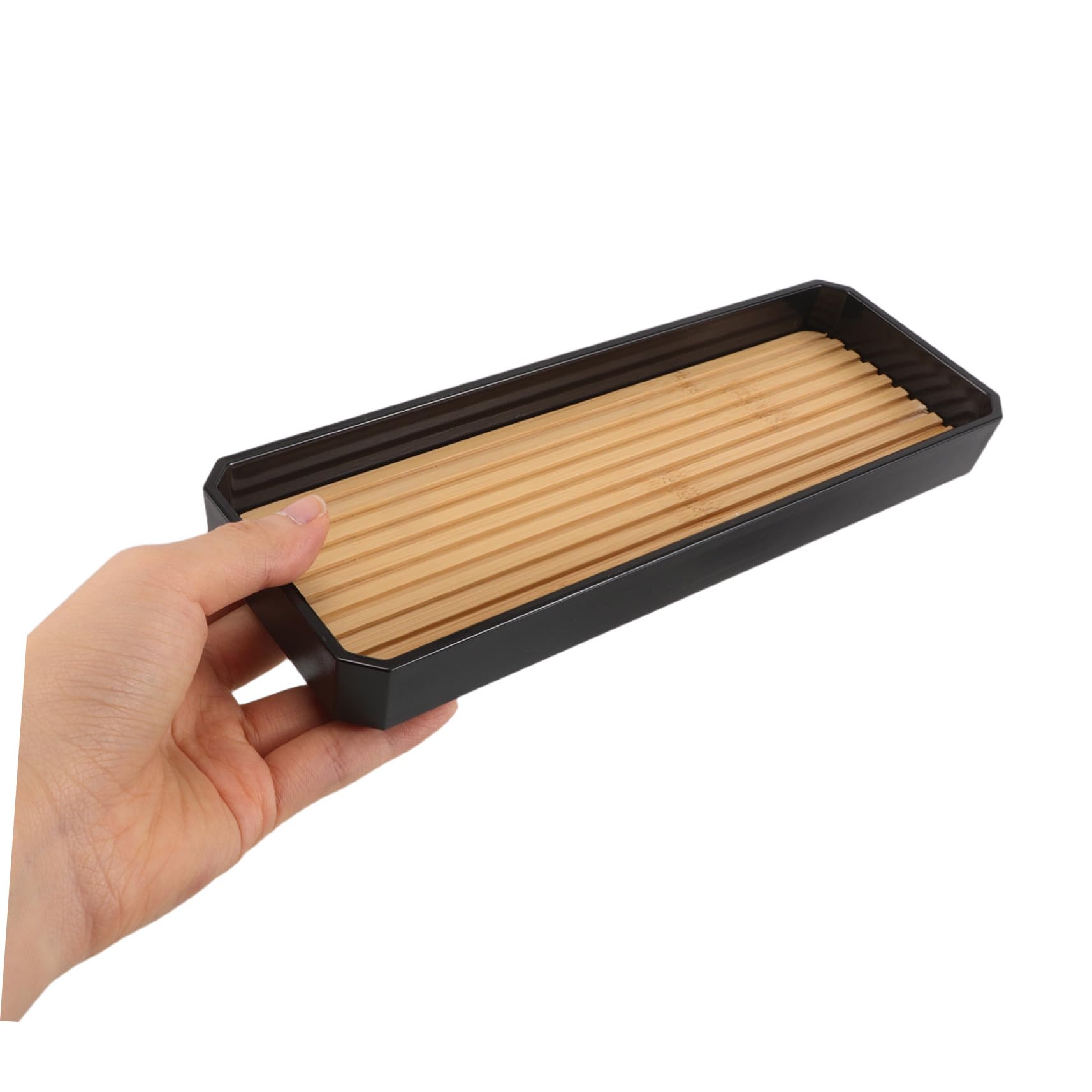 Garneck Accessori da Bagno in Bambù e Plastica Set Completo Portaspazzolino Dispenser di Sapone e Bicchiere per Lavaggio per Uso Domestico o Alberghiero