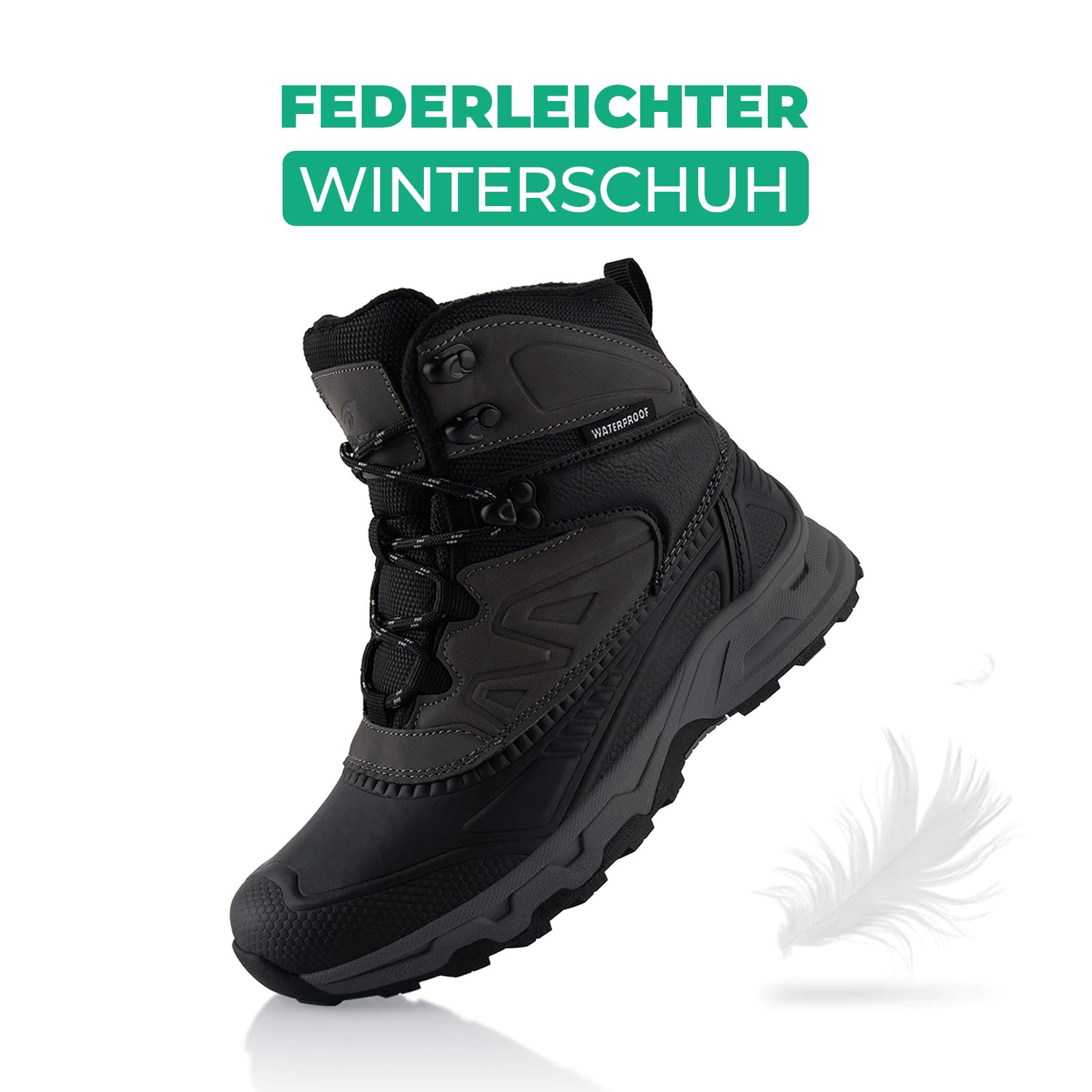 Fusskleidung® Damen Herren wasserdichte Stiefel warme Winterschuhe