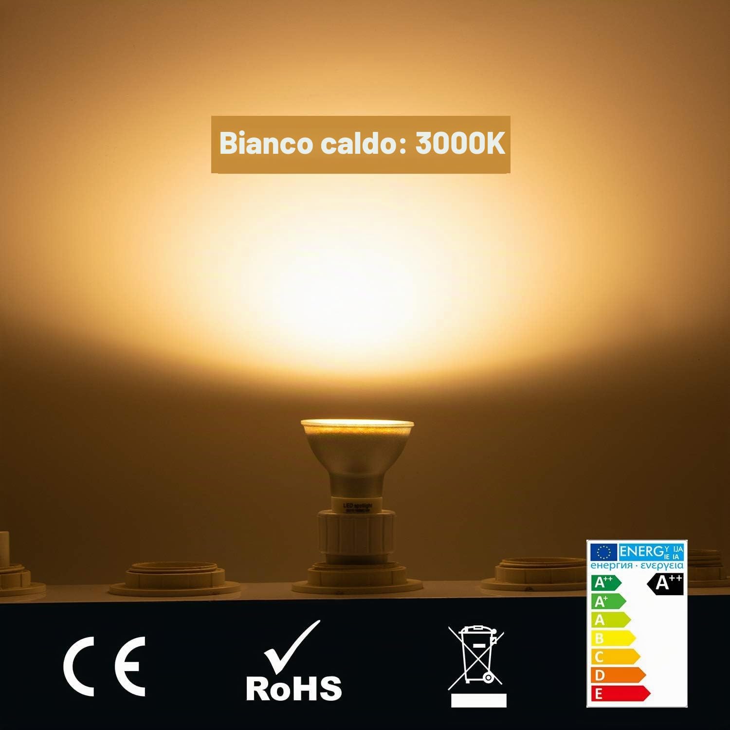 4 Pezzi Faretto Led da Esterno Giardino GU10,5W Luci da Giardino IP65 Luci Calda 3000K,Faretti con Picchetto da Esterno 500LM Incluse 4 Lampadina GU10 per Sentieri,Prato,Cortile