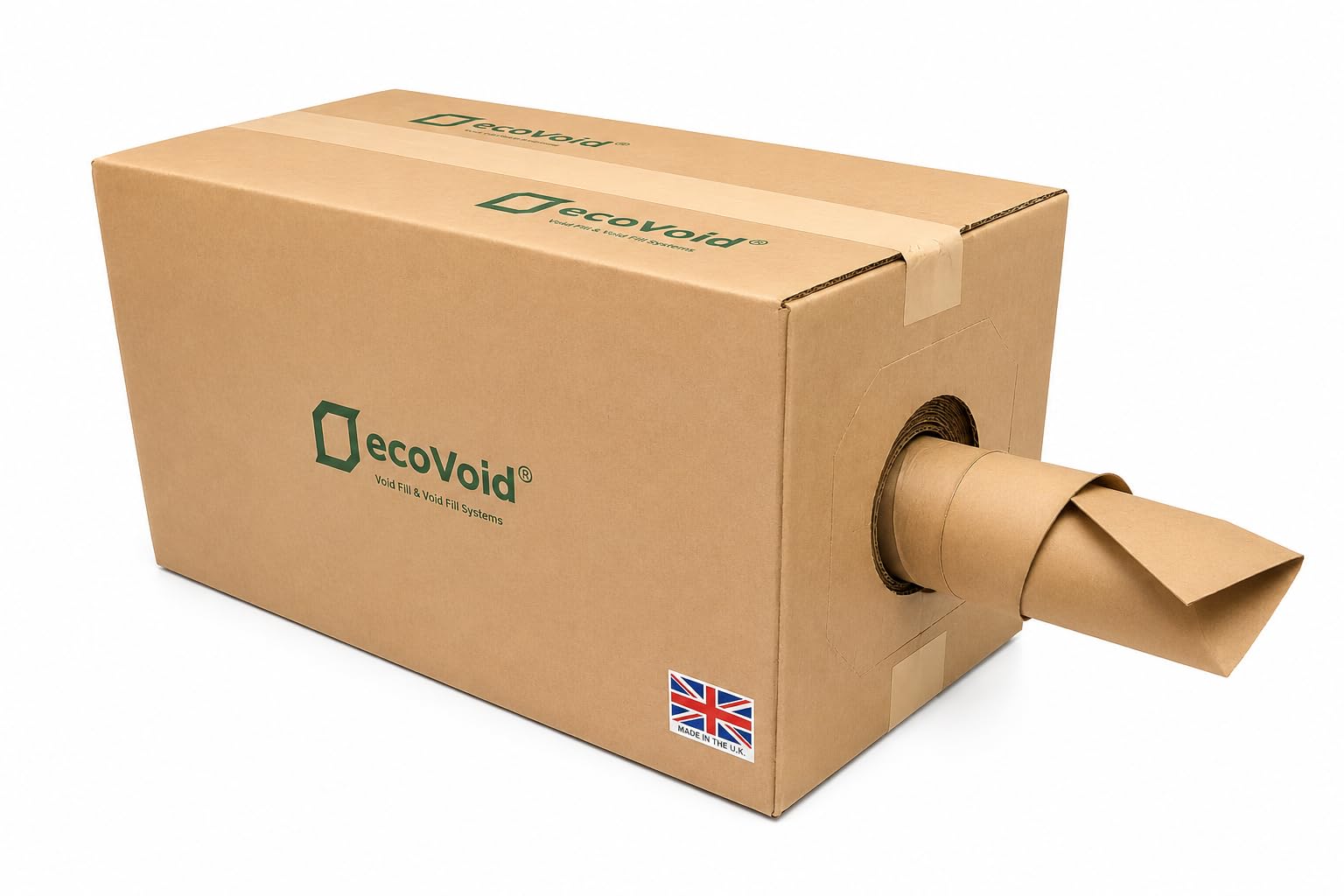 ecoVoid Void Fill Paper in Dispenser Box - 375mm x 300m x 75gsm 100% Recycled, Ready-to-Use, Compact & Sustainable | Filling Paper, Parcel Stuffing Material, Protective Material for Packing Boxes