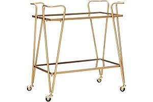 Linon Gina Mid-Century Bar Cart in Glamorous Gold