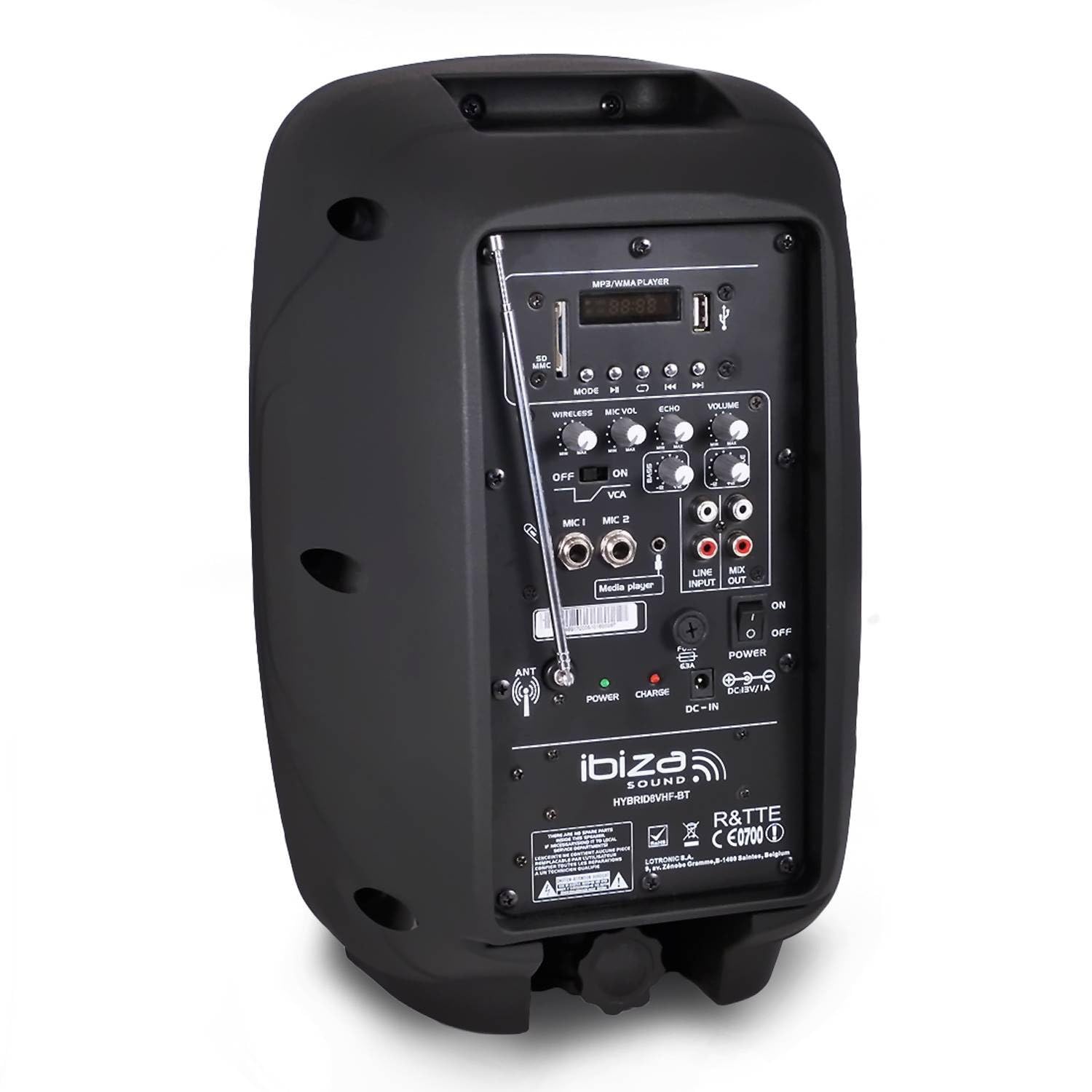 Ibiza Enceinte Autonome 8"/20cm 300W USB/SD/BT avec Micro VHF HYBRID8VHF-BT