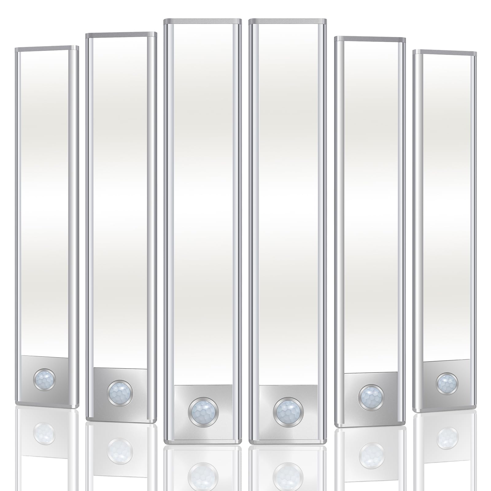 EVERDOSS Under Cabinet Lights Wireless, Under Counter Lights for Kitchen,6 Packs 30 LEDs 6000K 7.8ins Cabinet Lights Motion Sensor 1500 Mah Motion Sensor Under Cabinet Light with Magnet Sticks