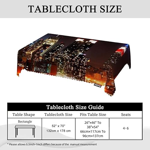 Miniatura 5 de Swono Mantel rectangular moderno con diseño de horizonte de la ciudad de Nueva York, mantel rectangular moderno para picnic, mantel de poliéster