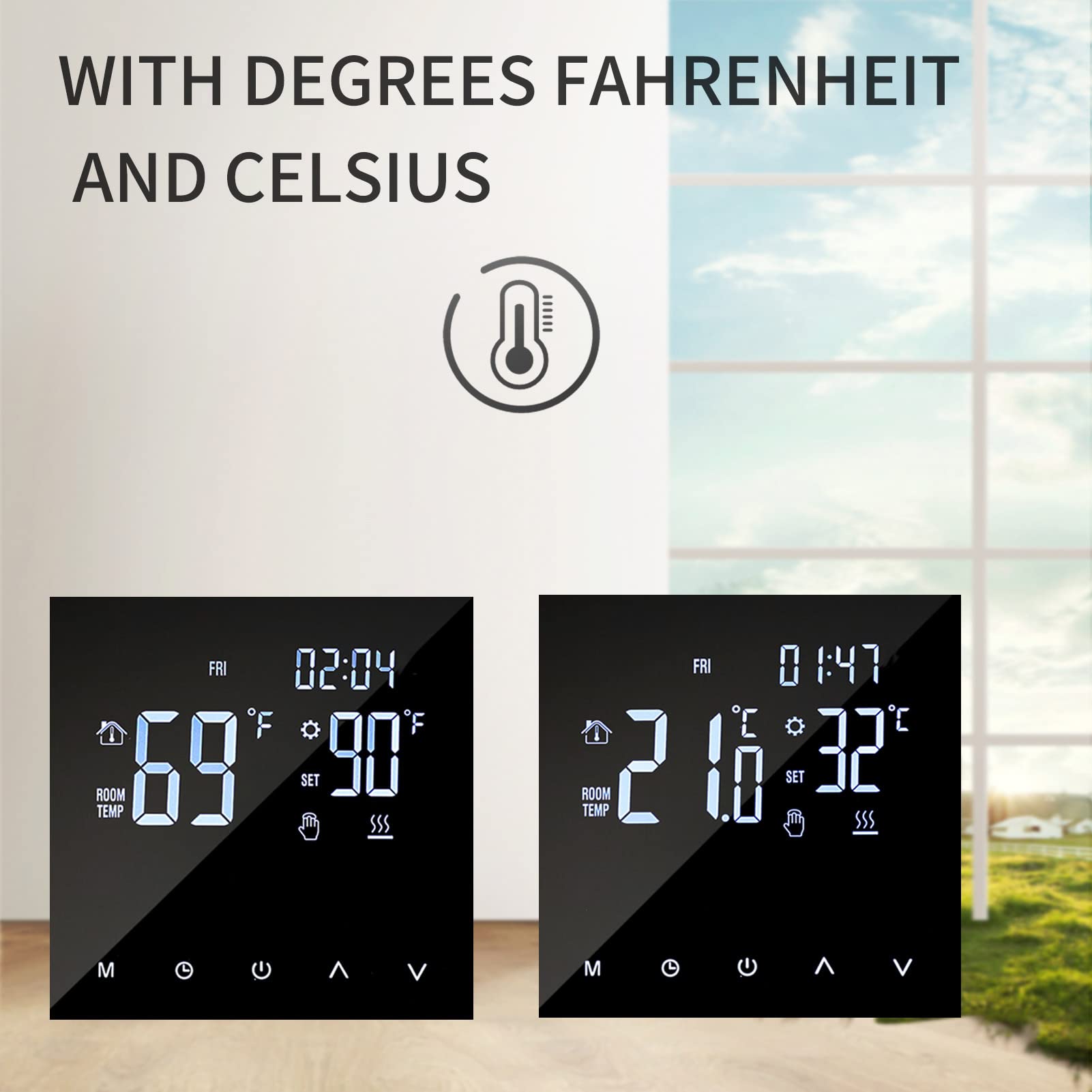 Inteligentny termostat grzewczy, cyfrowy regulator temperatury, ekran dotykowy LCD, programowane tygodniowe ogrzewanie podłogowe i termostat bojlera gazowego, ochrona przed zamarzaniem do domu,
