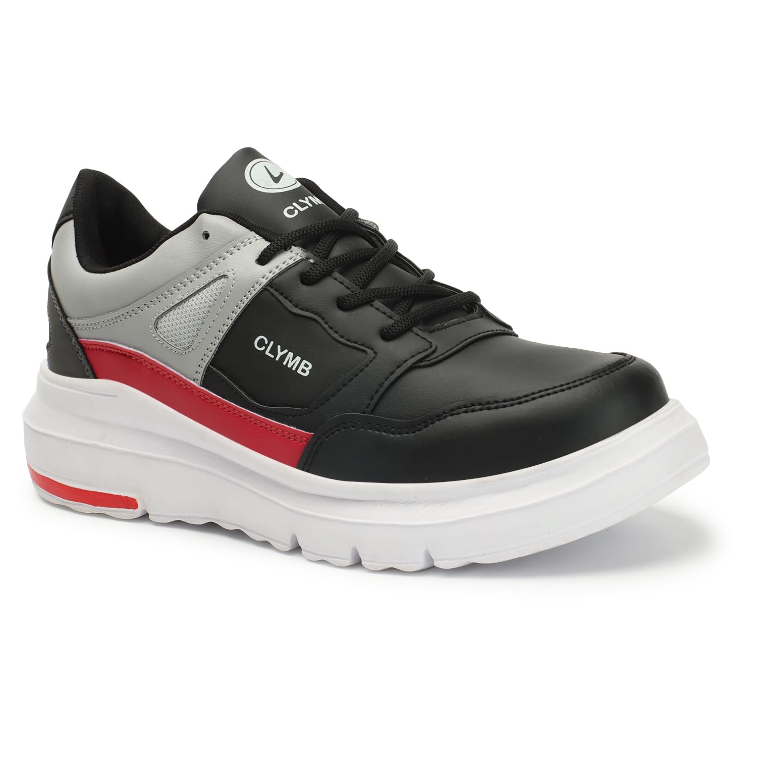 CLYMB Mens Khali Black Grey Synthetics Lace-Ups Walking/Outdoor/Motor Sports Running Shoes for Mens (B0CC68RW42) Amazon Price History, Amazon Price Tracker