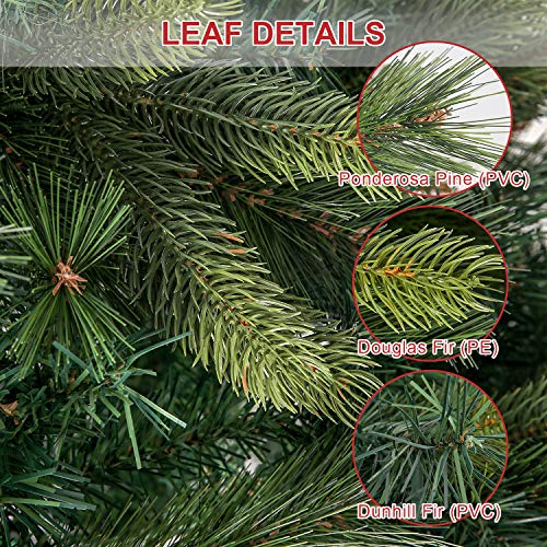 WBHome 6 Feet Premium Spruce Hinged Artificial Christmas Tree, 800 Sprout Branch Tips (Ponderosa Pine, Dunhill Fir and Douglas Fir), Unlit (6FT) - Thumbnail 7