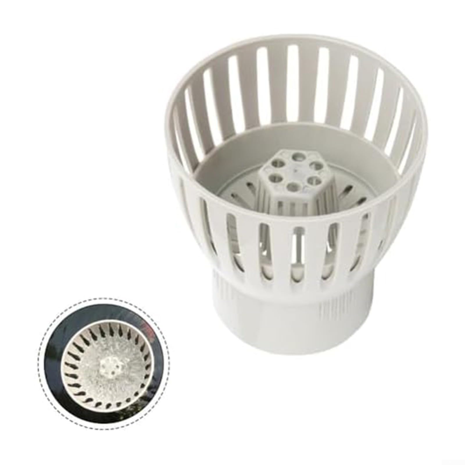 Écumoire de vidange de bassin Koi avec hauteur réglable, collecteur de débris en ABS pour un contrôle efficace de l'eau et pour un entretien facile, blanc (50 mm-110 mm) (110T)