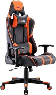 FACAI Sillas De Juego para Adultos con Reposapiés con Respaldo Ajustable Estilo Carrera para Oficina con Respaldo Alto Ergonómico Reclinable A 155 °,Blackorangeliftingarmrest