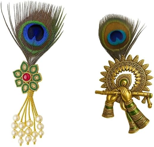 Men’s Peacock Feather Coat Brooch Set | Traditional Ethnic Lapel Pin with Stones & Pearls | Wedding Sherwani, Blazer & Sui...