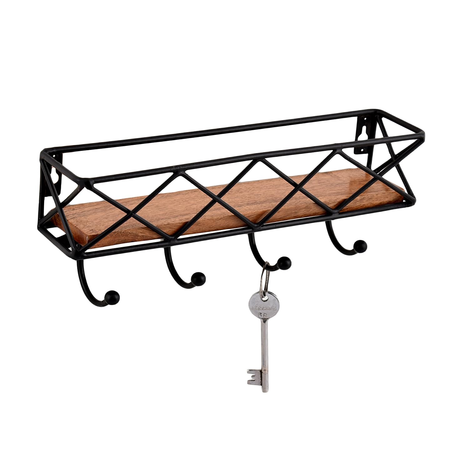 NIRMAN Key Hooks for Wall Decorative, Entryway Key Hooks, Wall Mounted Key Rack with 4 Hooks for Entryway Living Room Bedroom (10" x 2.5" x 4")